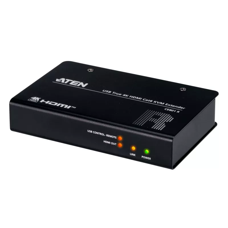 Przedłużacz AV KVM ATEN CE801 — USB True 4K HDMI przez Cat6 (4K @ 70 m / FHD @ 100 m), HDMI i USB typu A, czarny