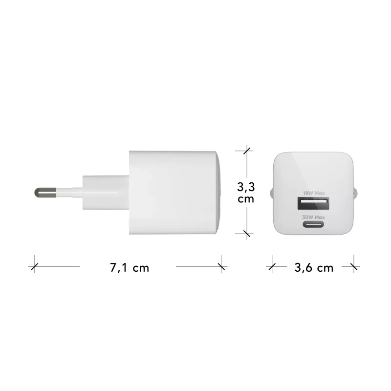 dbramante1928 re-charge Pro - Ładowarka ścienna EU USBC30W+USBA18W-W