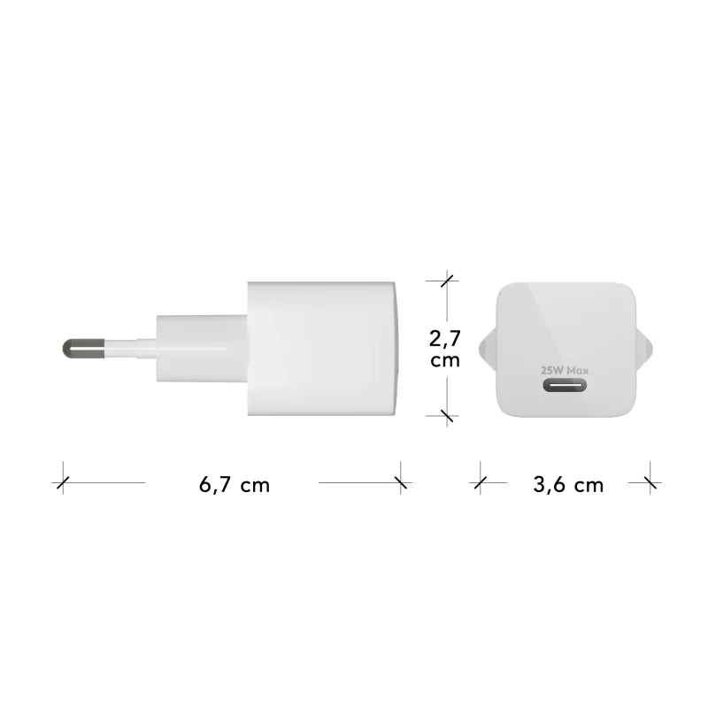 dbramante1928 re-charge Pro - ładowarka sieciowa EU USB-C 25W - W, do użytku wewnątrz pomieszczeń, AC, biała