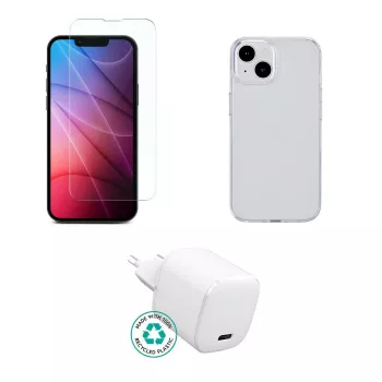 Ładowarka do urządzeń mobilnych eSTUFF ES-KIT-IPH15 Wewnętrzna AC Przezroczysta biała USB Type-C