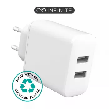 Ładowarka sieciowa eSTUFF ES637005 Smartfon Biała 2 porty USB 5V