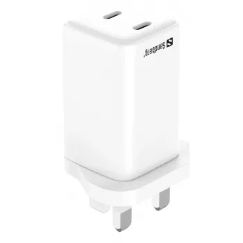 Ładowarka sieciowa SANDBERG Dual USB-C PD65W UK 441-62 — dual USB-C PD 65W, wtyk UK