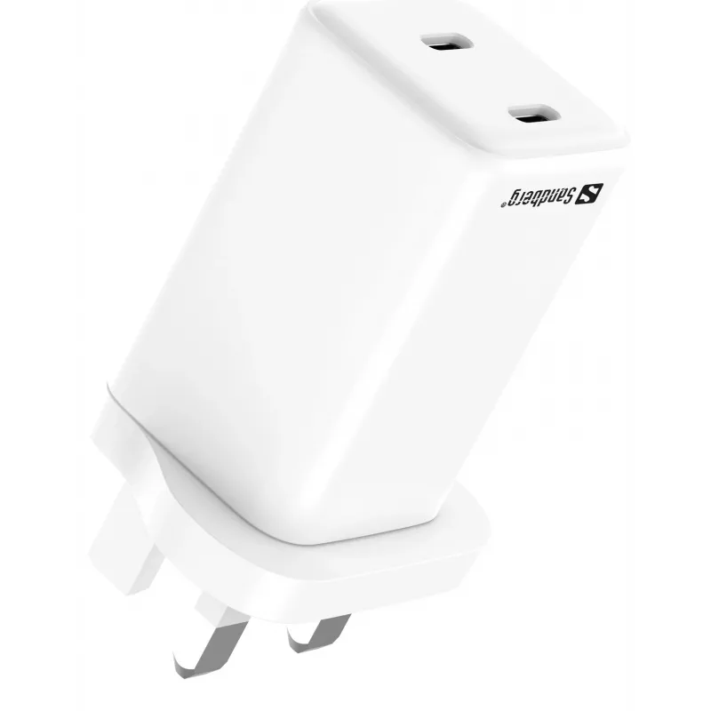 Ładowarka sieciowa SANDBERG Dual USB-C PD65W UK 441-62 — dual USB-C PD 65W, wtyk UK