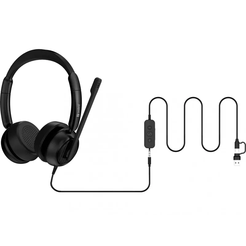 Przewodowy zestaw słuchawkowy Sandberg 3in1 Office Headset Pro ENC 20-20000 Hz