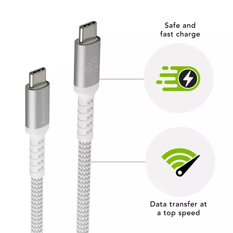 dbramante1928 re-charge Pro - kabel BRD 1,2 m USB-C do USB-C 100 W - biały