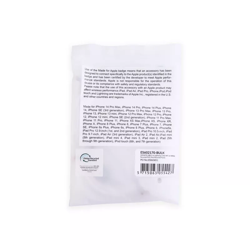 Kabel Lightning eSTUFF ES602170-BULK 1 m Biały USB C 2.4A