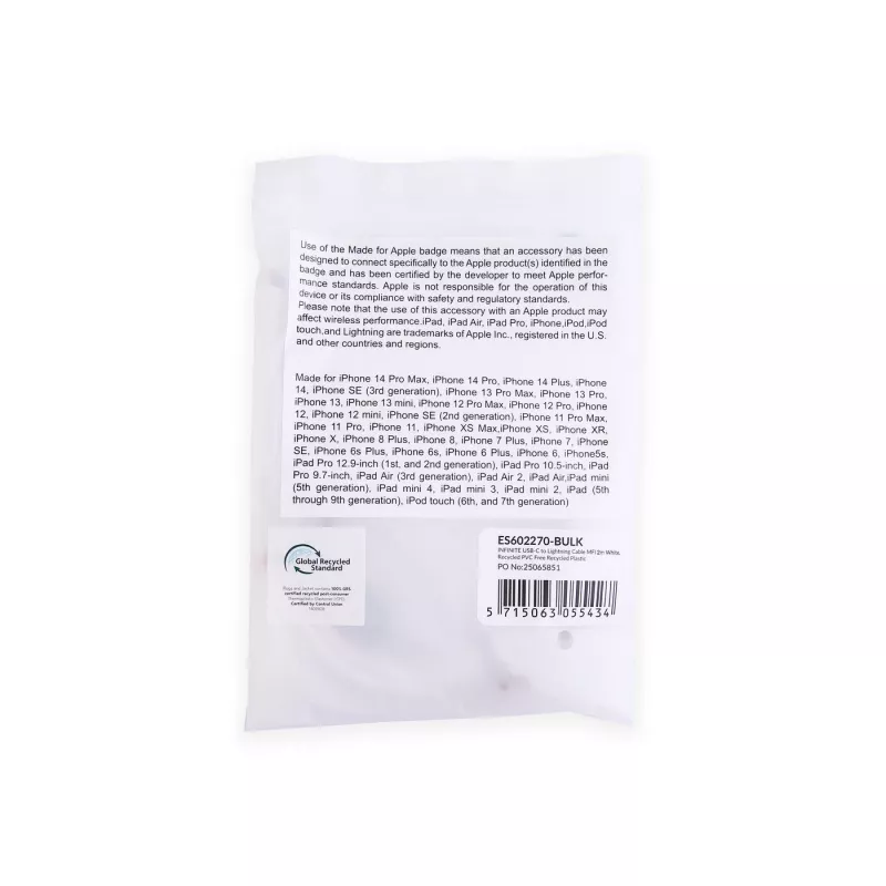 Kabel Lightning eSTUFF ES602270-BULK 2 m biały z certyfikatem MFI