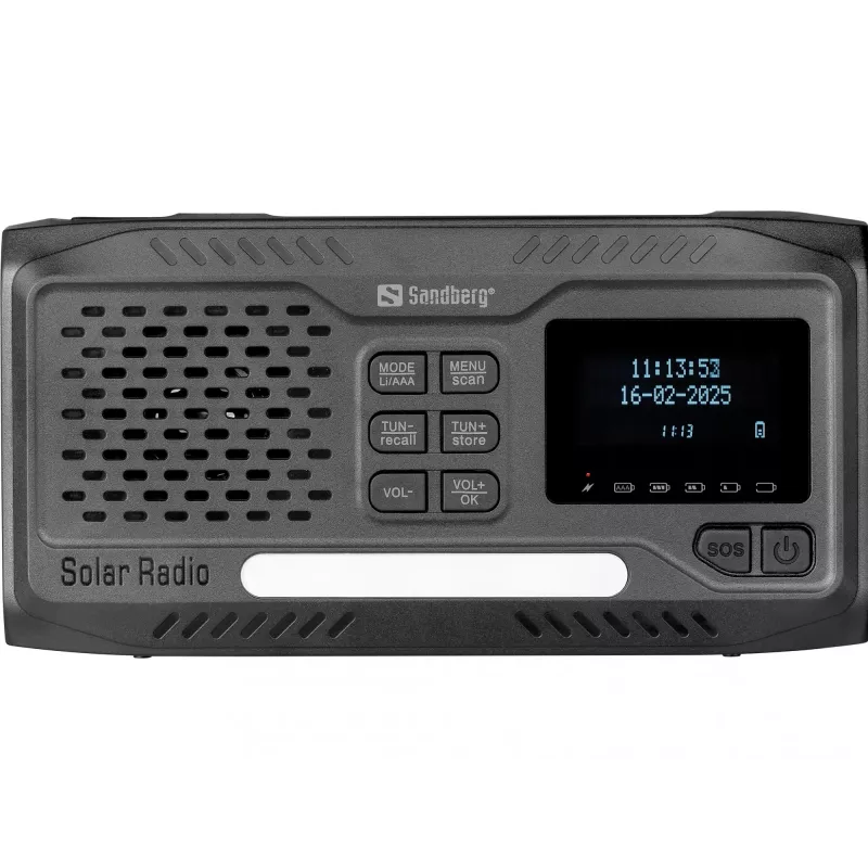 Radio przenośne SANDBERG Survivor DAB Radio All-in-1 4500 — DAB+/FM, 87,5–108 MHz, 3 W RMS, USB-A i USB-C, bateria 4500 mAh