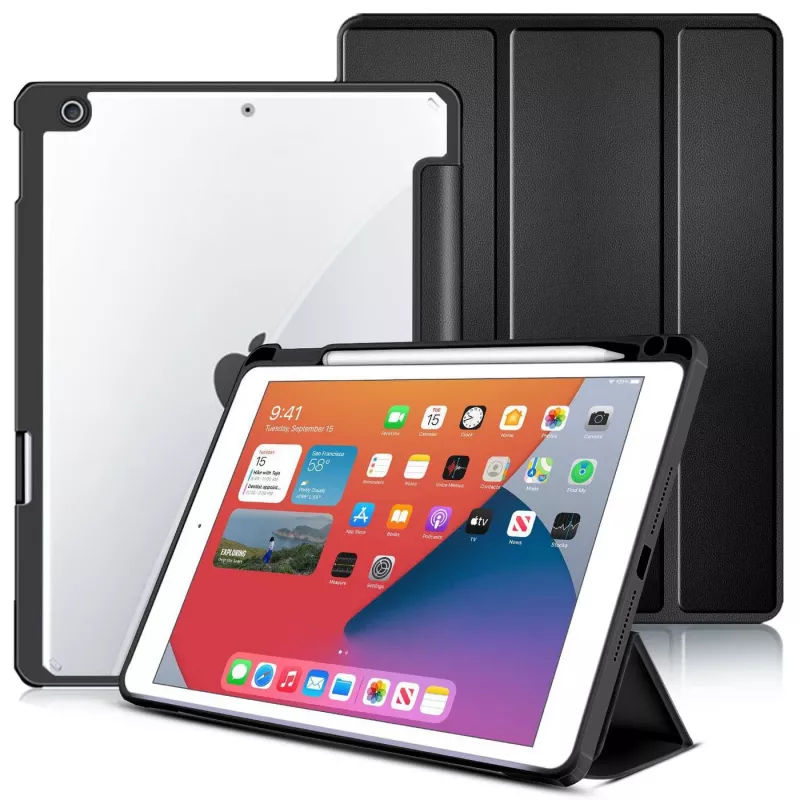 Etui eSTUFF ES68200001-BULK do tabletu 25,9 cm (10,2 cala) Folio czarne, przezroczyste