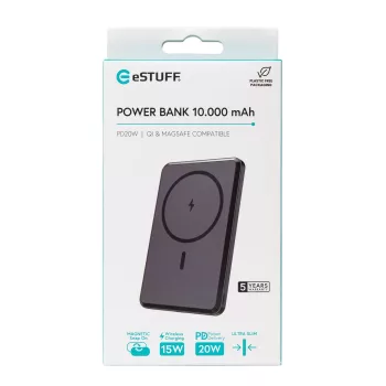 eSTUFF ES641101 powerbank 10000 mAh ładowanie bezprzewodowe Czarny