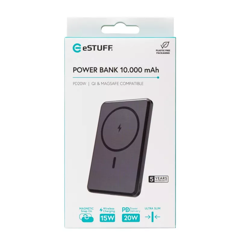 eSTUFF ES641101 powerbank 10000 mAh ładowanie bezprzewodowe Czarny