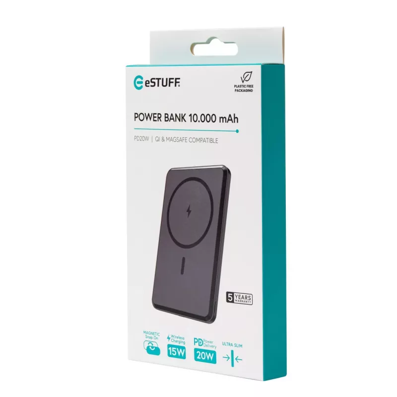 eSTUFF ES641101 powerbank 10000 mAh ładowanie bezprzewodowe Czarny