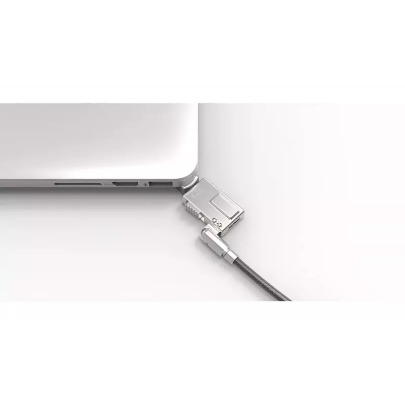 Linka zabezpieczająca Compulocks MBA11BRW — zamek na klucz, aluminiowa obudowa, linka ze stali nierdzewnej, srebrna