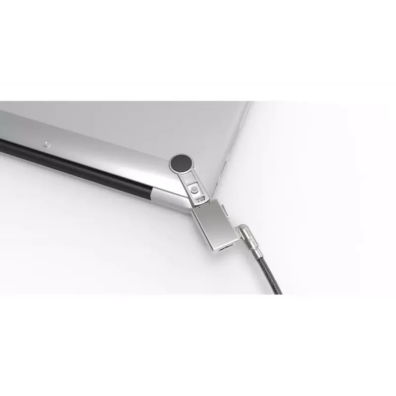 Linka zabezpieczająca Compulocks MBA11BRW — zamek na klucz, aluminiowa obudowa, linka ze stali nierdzewnej, srebrna