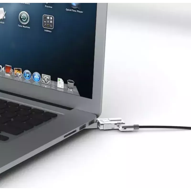 Linka zabezpieczająca Compulocks MBA11BRW — zamek na klucz, aluminiowa obudowa, linka ze stali nierdzewnej, srebrna