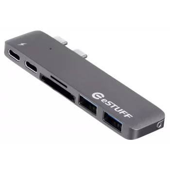 eSTUFF ES84122-szary koncentrator interfejsów USB 3.2 Gen 1 (3.1 Gen 1) Type-C 5000 Mbit/s