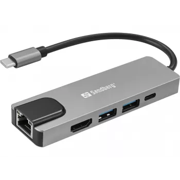 Sandberg USB-C 5w1 Travel Dock Saver przewodowy USB 3.2 Gen 1 100 W