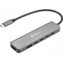 Hub stacji dokującej SANDBERG USB-C 6-w-1 MediaDock — USB 3.2 Gen 1 Type-C 10 Gbit/s, 4K HDMI, PD do 100W, 1×USB-A, 1×USB2.0, szary
