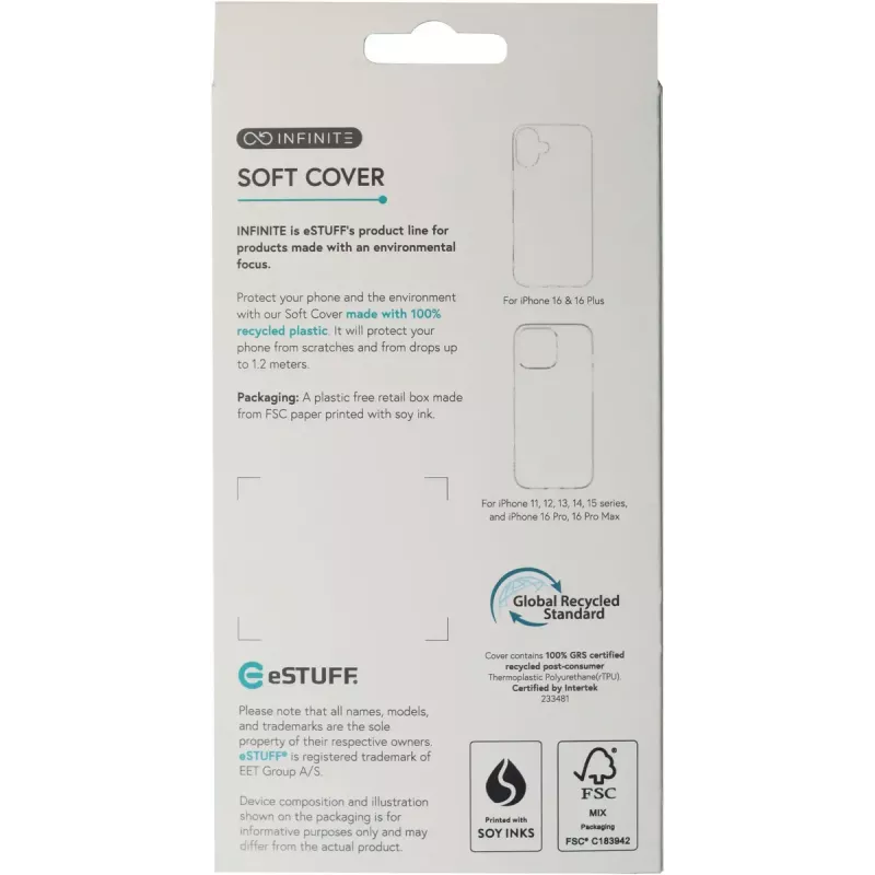 eSTUFF INFINITE GRS VIENNA iPhone 16e czarne etui. Materiał (ES67101054-BULK)