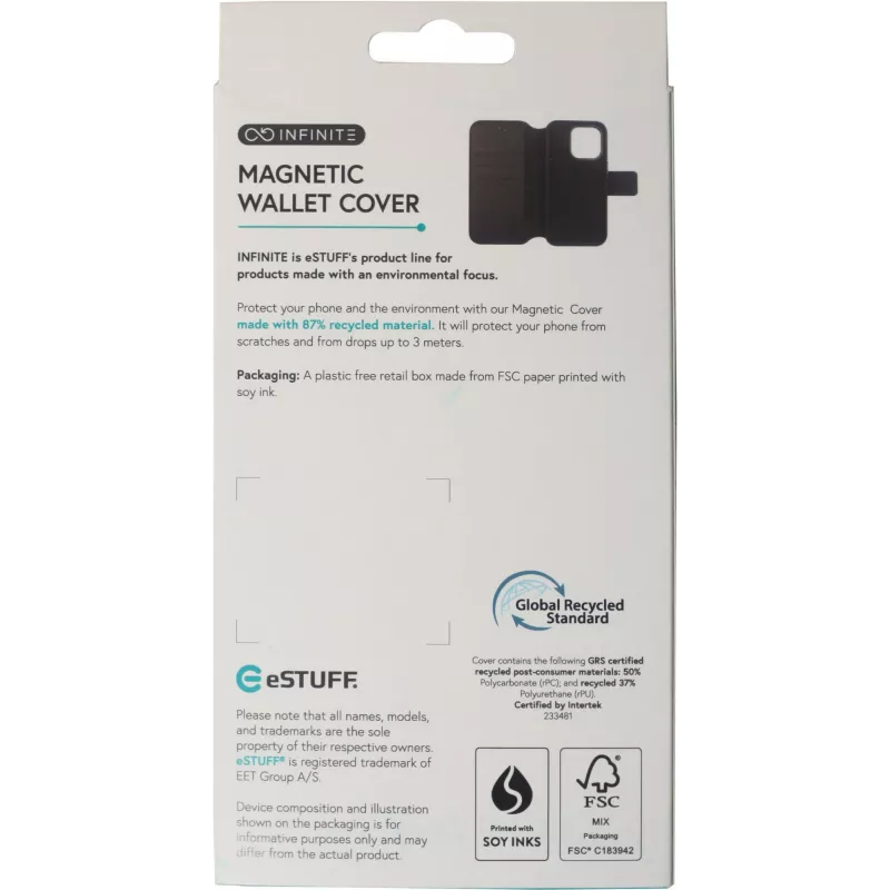 Etui eSTUFF ES67160101 do smartfona 17 cm (6,7 cala) Etui portfelowe Czarny