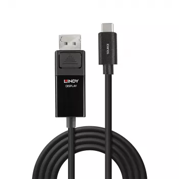 adapter kablowya Lindy 3m USB Type C do DP 8K60, 3 m, USB Type-C, DisplayPort, męski, męski, prosty
