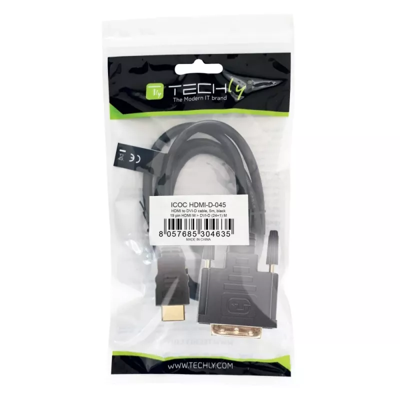 Adapter kabla wideo Techly ICOC-HDMI-D-045 5 m DVI-D czarny