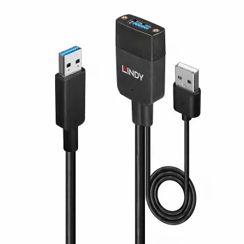 Lindy 35m Hybrid USB 3.2 Gen 2 Type A kabel Czarny ABS