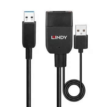 Lindy 35m Hybrid USB 3.2 Gen 2 Type A kabel Czarny ABS