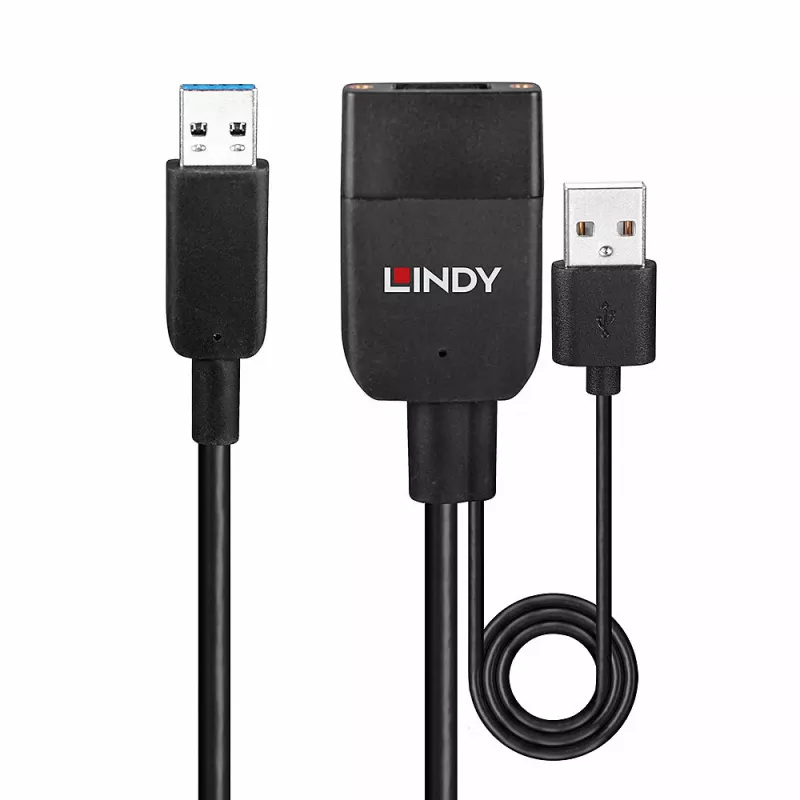 Lindy 35m Hybrid USB 3.2 Gen 2 Type A kabel Czarny ABS