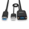 Lindy 35m Hybrid USB 3.2 Gen 2 Type A kabel Czarny ABS