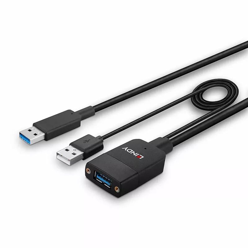 Lindy 35m Hybrid USB 3.2 Gen 2 Type A kabel Czarny ABS