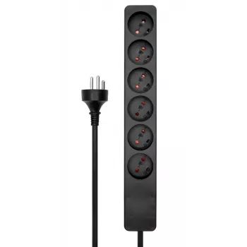 Microconnect MC-GRU0603DKB przedłużacz zasilający 3 m 6 gniazd AC Wewnętrzny Czarny