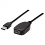 Manhattan USB-A do USB-A Przedłużacz, 5m, Męski na Żeński, Aktywny, 5 Gb/s (USB 3.2 Gen1 aka USB 3.0), Wbudowany Repetytor, SuperSpeed USB, Czarny, Trzyletnia Gwarancja, Odpowiednik USB2AAEXT5M.