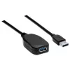 Manhattan USB-A do USB-A Przedłużacz, 5m, Męski na Żeński, Aktywny, 5 Gb/s (USB 3.2 Gen1 aka USB 3.0), Wbudowany Repetytor, SuperSpeed USB, Czarny, Trzyletnia Gwarancja, Odpowiednik USB2AAEXT5M.