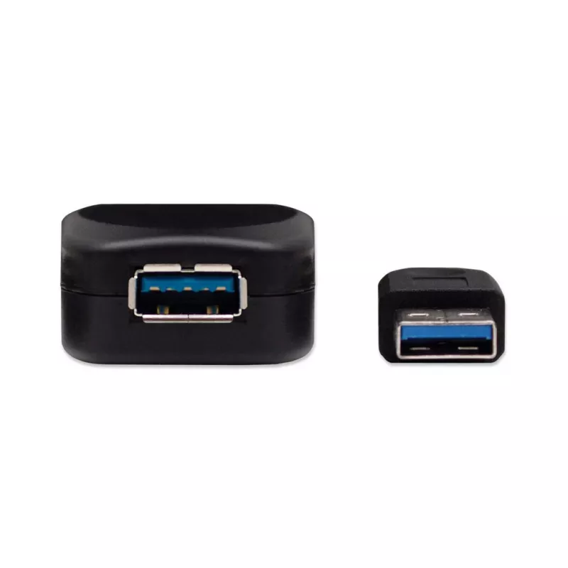 Manhattan USB-A do USB-A Przedłużacz, 5m, Męski na Żeński, Aktywny, 5 Gb/s (USB 3.2 Gen1 aka USB 3.0), Wbudowany Repetytor, SuperSpeed USB, Czarny, Trzyletnia Gwarancja, Odpowiednik USB2AAEXT5M.