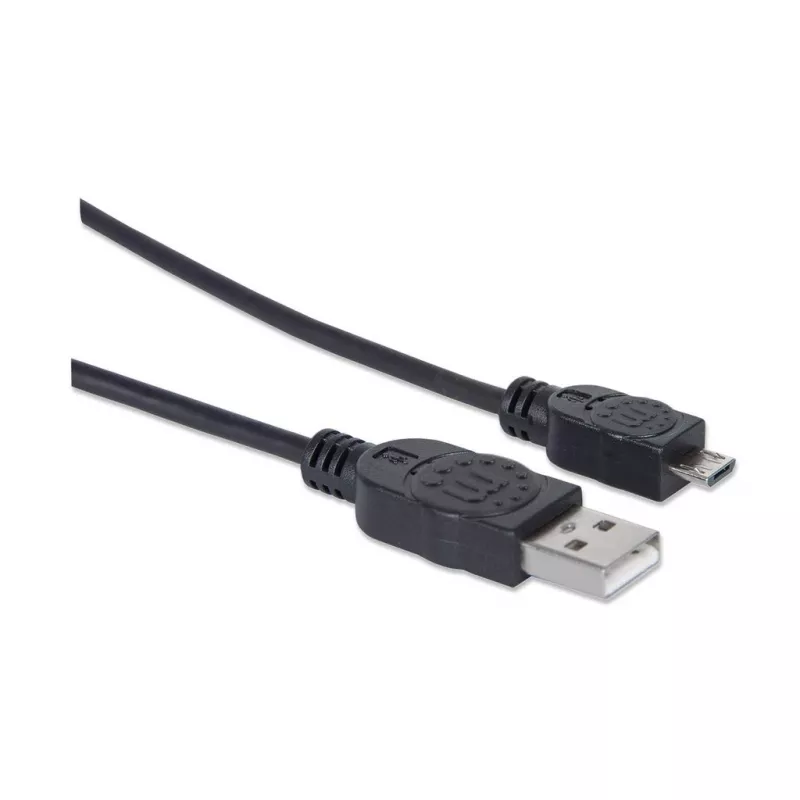 Kabel Manhattan USB-A na Micro-USB, 1,8 m, męski na męski, czarny, 480 Mb/s (USB 2.0), Hi-Speed USB, dożywotnia gwarancja, odpowiednik UUSBHAUB6.
