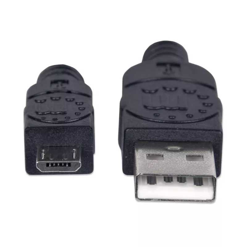Kabel Manhattan USB-A na Micro-USB, 1,8 m, męski na męski, czarny, 480 Mb/s (USB 2.0), Hi-Speed USB, dożywotnia gwarancja, odpowiednik UUSBHAUB6.