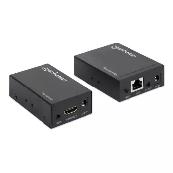 Manhattan HDMI 1080p przez Ethernet Extender Kit, Do 50 m pojedynczym kablem Cat6, Moduły Tx i Rx, Obsługa IR, Trzyletnia gwarancja