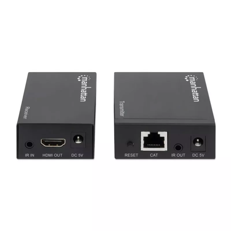 Manhattan HDMI 1080p przez Ethernet Extender Kit, Do 50 m pojedynczym kablem Cat6, Moduły Tx i Rx, Obsługa IR, Trzyletnia gwarancja