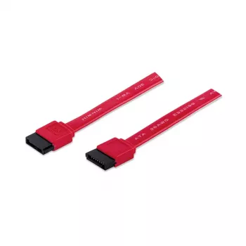 Kabel danych SATA Manhattan, 7-stykowy, 50 cm, męski-męski, 6 Gb/s, czerwony, dożywotnia gwarancja