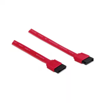 Kabel danych SATA Manhattan, 7-stykowy, 50 cm, męski-męski, 6 Gb/s, czerwony, dożywotnia gwarancja