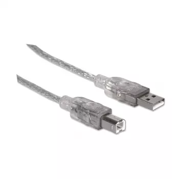 Kabel USB-A do USB-B Manhattan 345408 5m Męski do Męskiego Srebrny