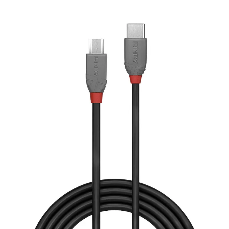Lindy 0.5m USB 2.0 Type C do Micro-B Kabel, Linia Anthra
