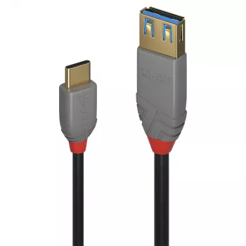 Lindy 0,15m adapter kablowyowy USB 3.2 Typ C na A, 10Gbps, Anthra Line