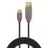 Lindy 0.15m USB 2.0 Type C to A Adapter kabel, Anthra Line, 0.15 m, USB A, USB C, USB 2.0, 0.48 Gbit/s, Czarny, szary