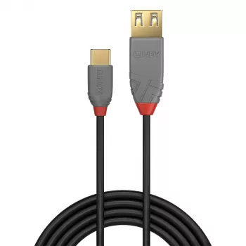 Lindy 0.15m USB 2.0 Type C to A Adapter kabel, Anthra Line, 0.15 m, USB A, USB C, USB 2.0, 0.48 Gbit/s, Czarny, szary