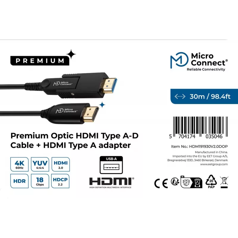 Kabel HDMI MicroConnect HDM191930V2.0DOP 30m