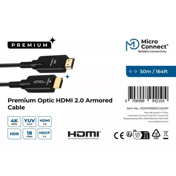 Kabel HDMI Microconnect HDM191950V2.0AOP 50 m HDMI typu A (standardowy) czarny