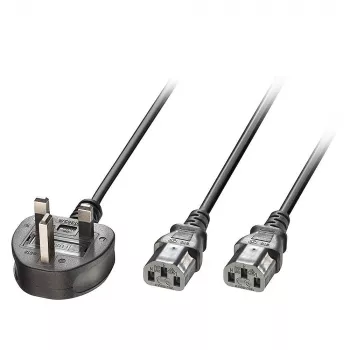 Kabel zasilający MicroConnect PE090425Y, H05VV-F 2,5 m, 2 x złącze C13, 250 V 13 A, czarny