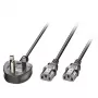 Kabel zasilający MicroConnect PE090425Y, H05VV-F 2,5 m, 2 x złącze C13, 250 V 13 A, czarny